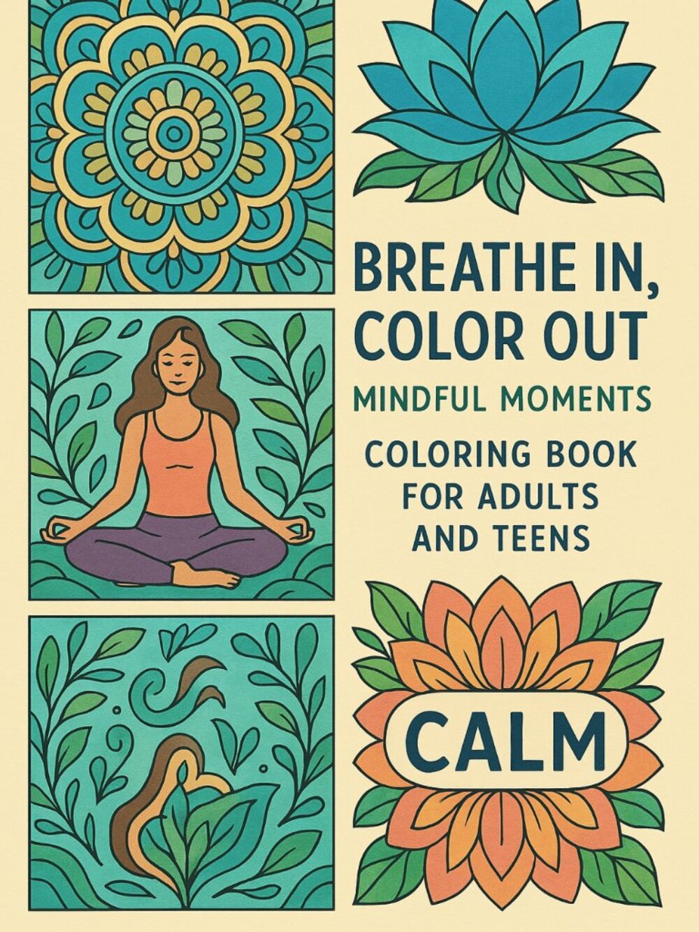 Breathe In, Color Out Mindful Moments Coloring Sheets For Adults and Teens